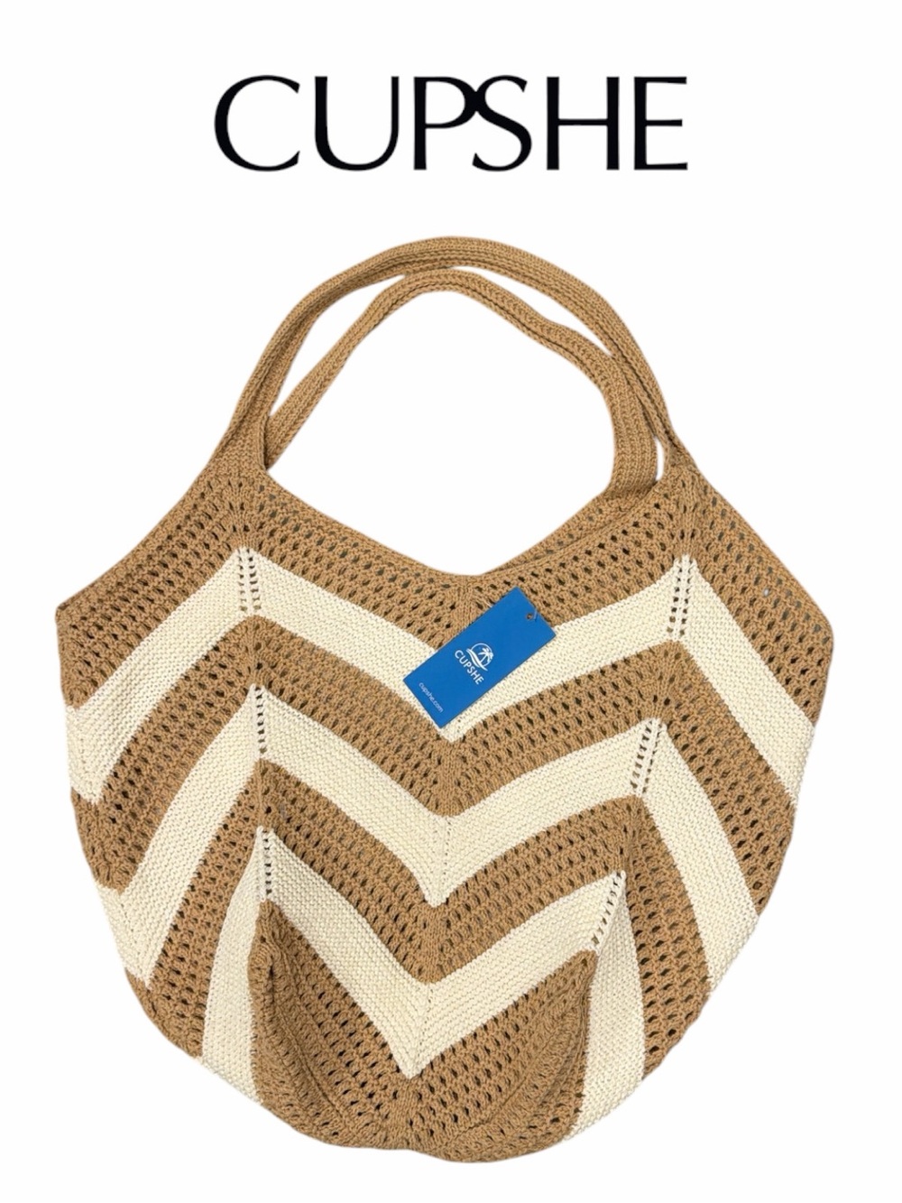CUPSHE Beach Bum Stripes Woven Crocheted Bag
